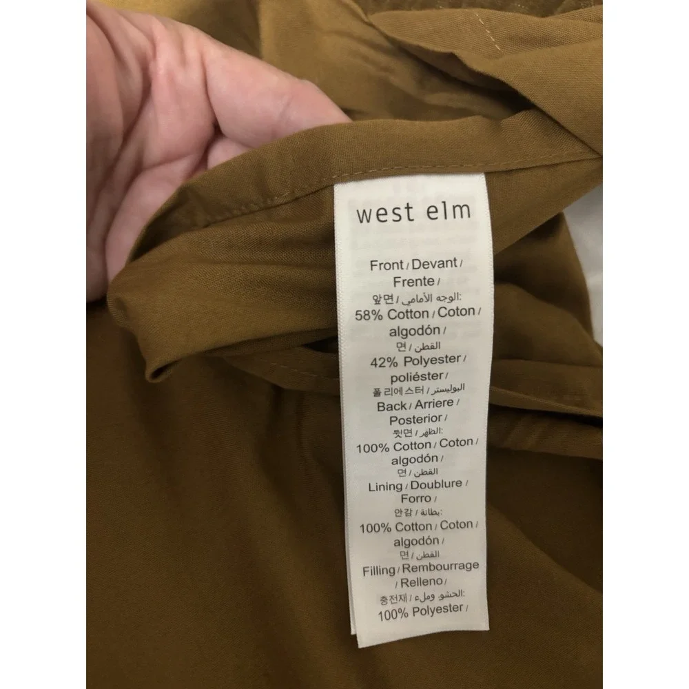 New West Elm Classic Cotton Velvet Tack Stitch Set Of 2 Euro Shams Cumin Gold